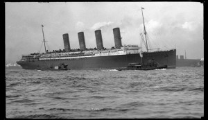 Lusitania under way