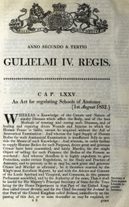 William IV Act for Regulating Schools of Anatomy